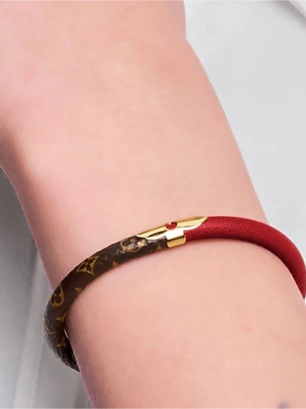 Louis Vuitton Daily Confidential Bracelet Red & Brown